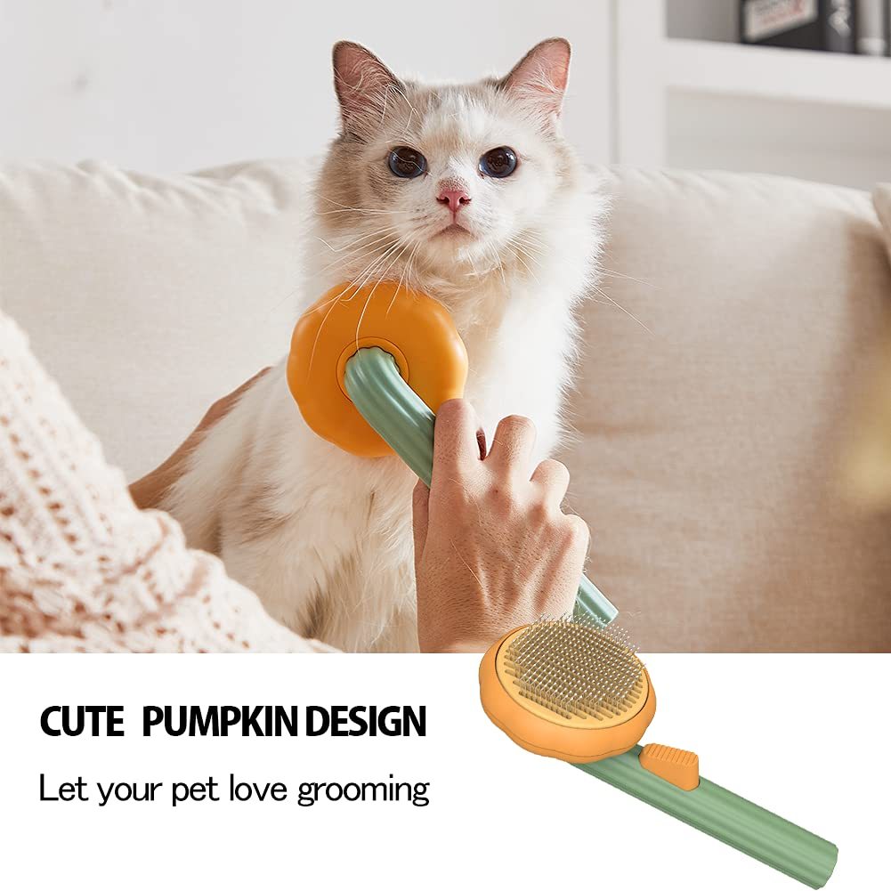 Pet Pumpkin Brush, Pet Grooming Self Cleaning Slicker