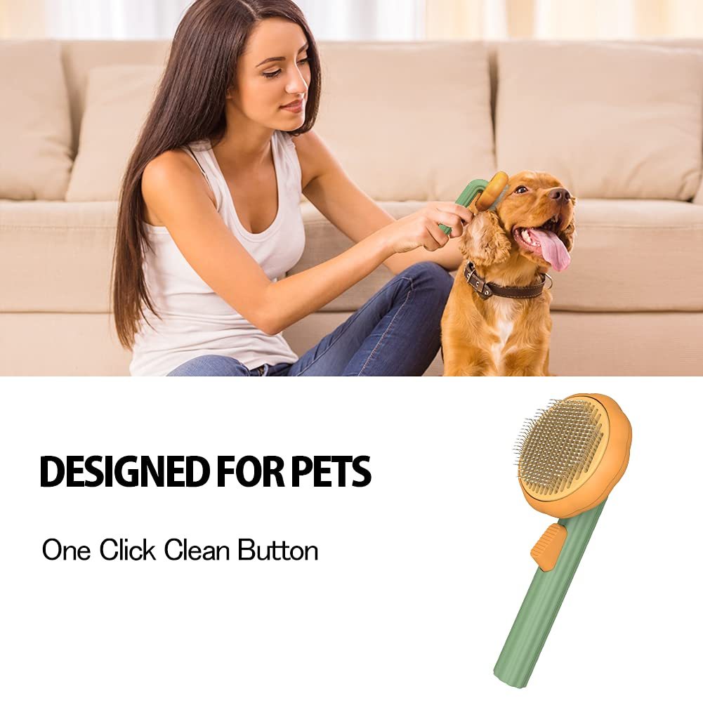 Pet Pumpkin Brush, Pet Grooming Self Cleaning Slicker